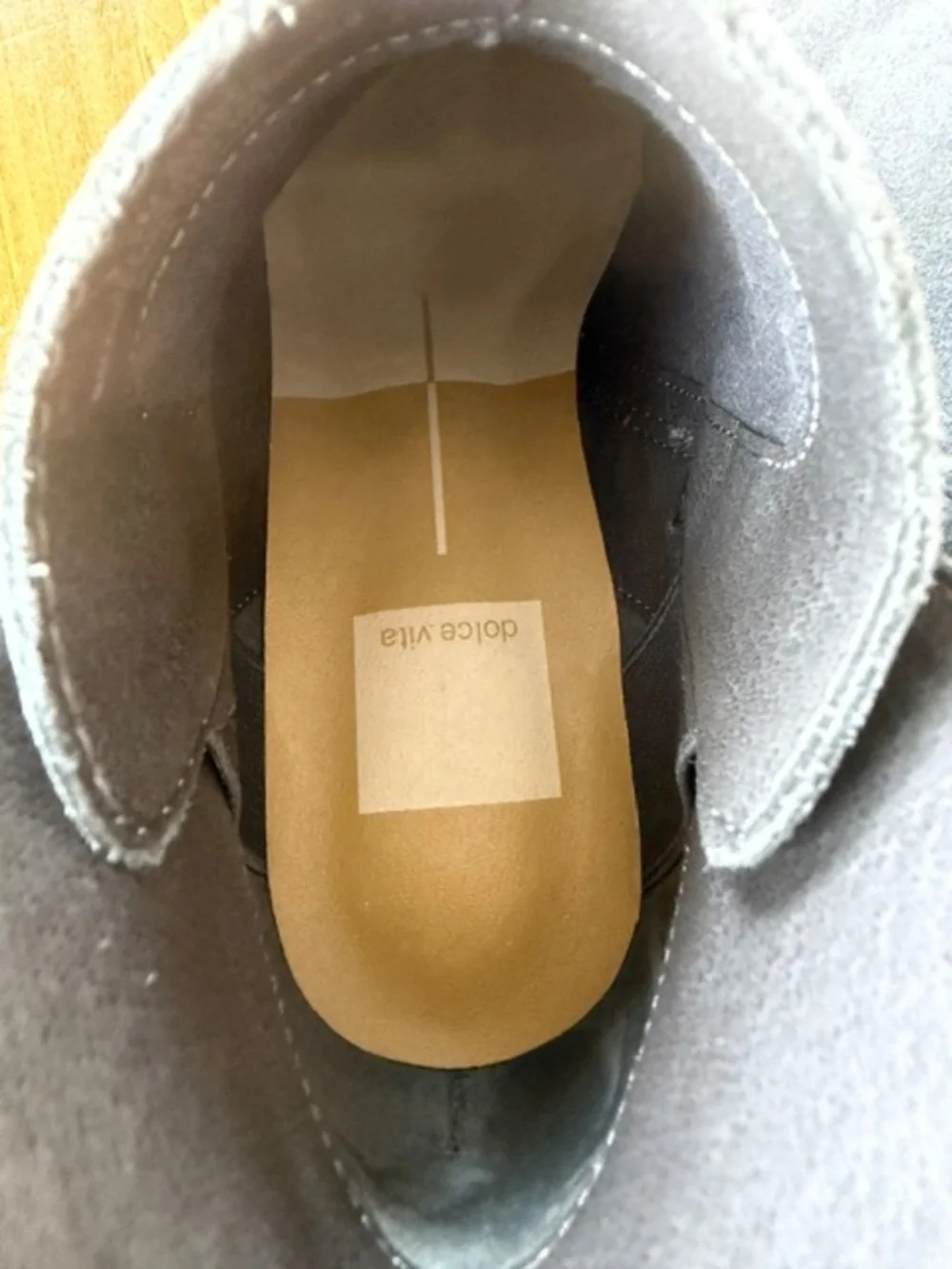 Dolce Vita Daine Gray Suede Stacked Heel Booties Women's Size 7.5 Pull On